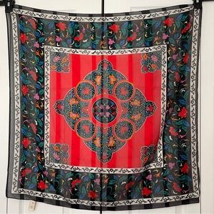 Berkshire Women’s Made in Italy Scarf Black/Red 30”x30”